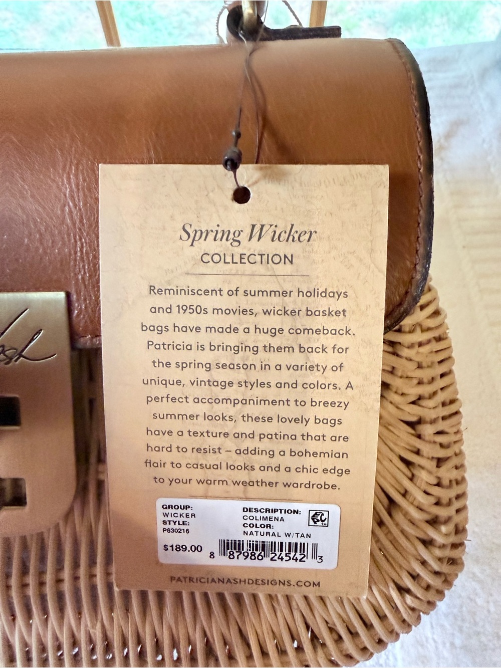 Patricia Nash Brown Leather & Natural Wicker Top-Handle Satchel - Picture 6 of 11